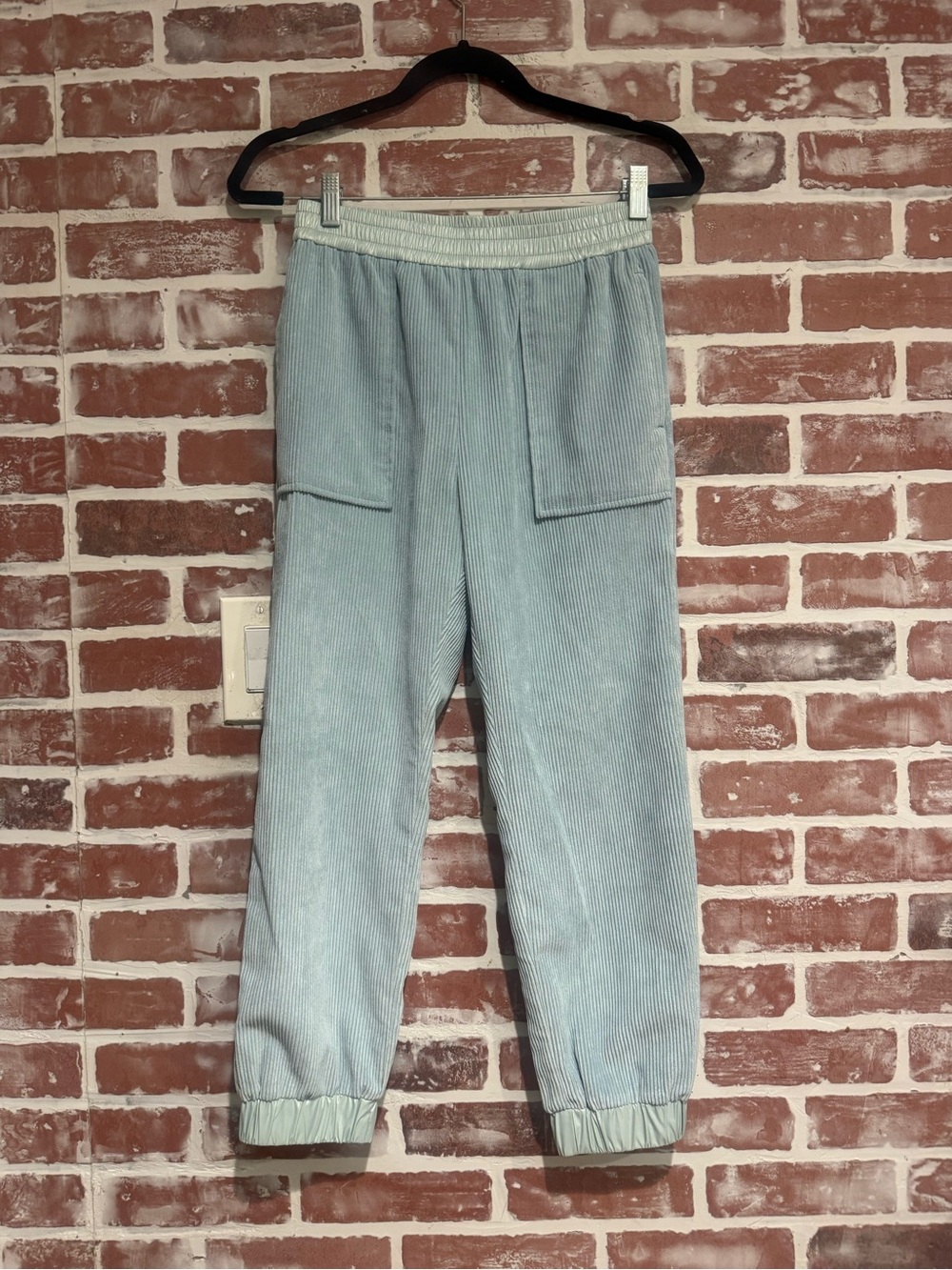 Moncler Kids Girls Corduroy Jogger Pants Blue Size 14/ 164cm Logo